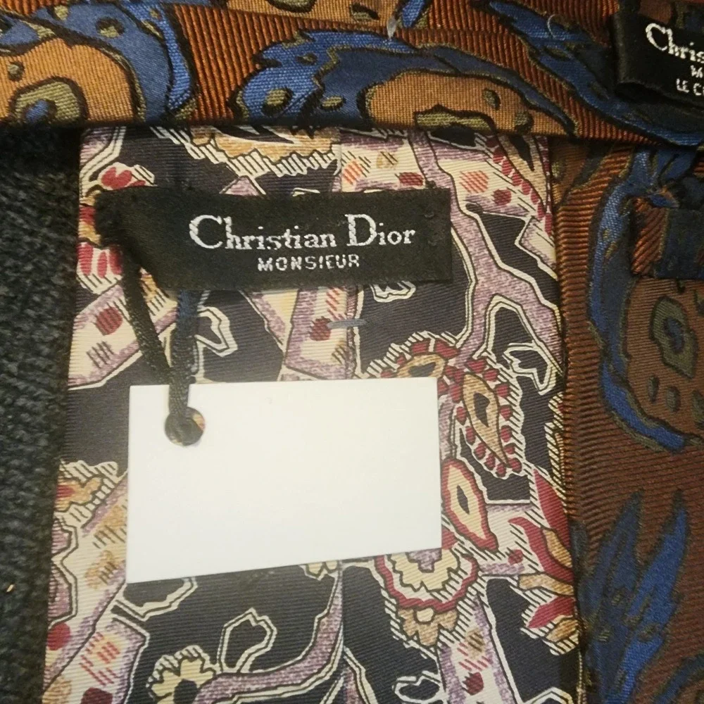 Lot Of 3 Christian Dior Monsieur Vintage Blue Brown‎ Silk Neck Tie 57
